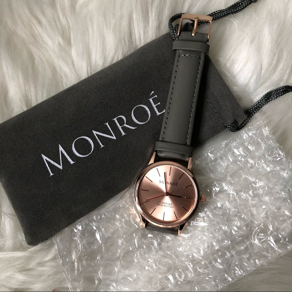 Monroe Rose Gold and Genuine Leather Watch